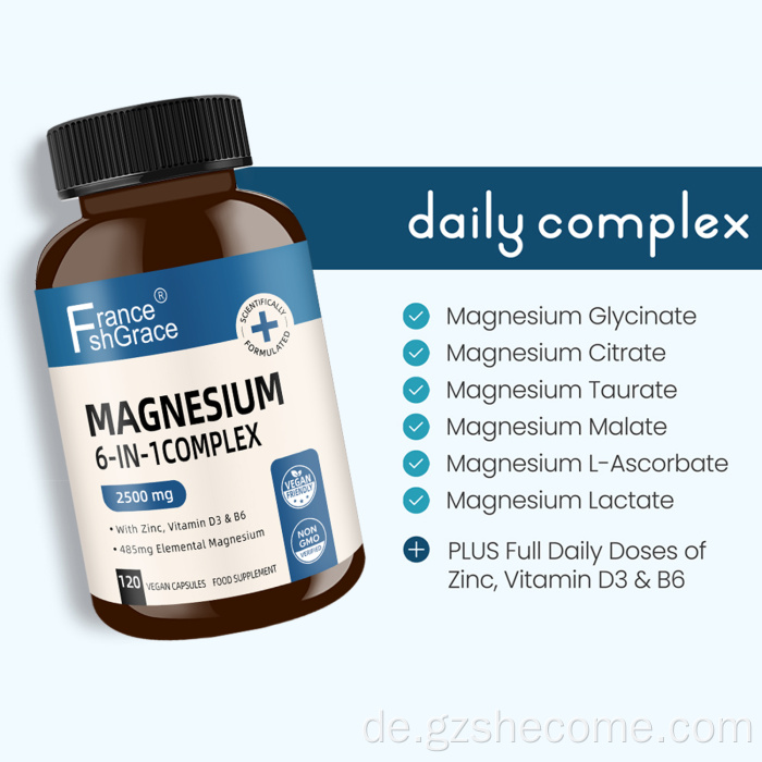 Shecome Magnesium-Komplex-Kapseln unterstützen die Schlafmuskulatur
